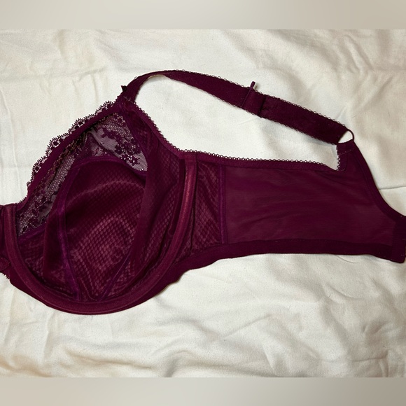 Elomi Charley Purple Stretch Lace & Mesh Plunge Bra Racerback Opt brand size 42G - Picture 10 of 14